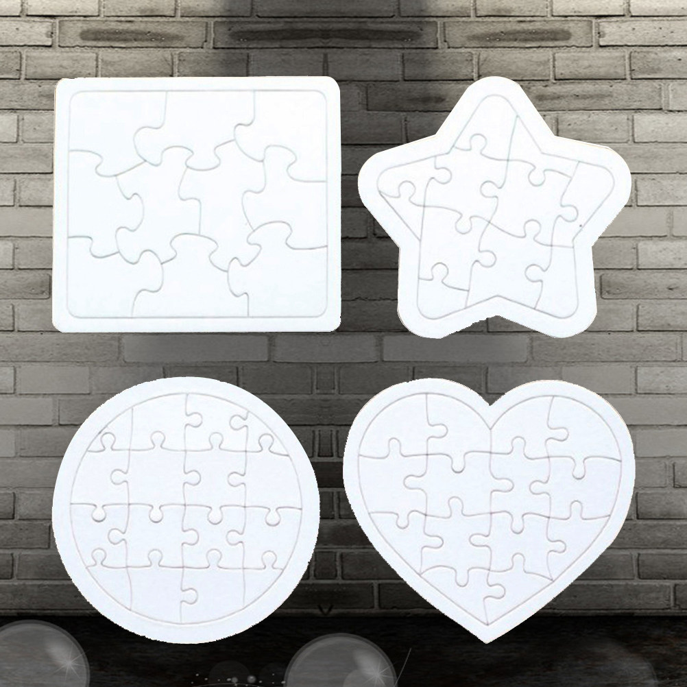 Puzzle Blank White - 4 قطع من ألغاز الصور المقطوعة